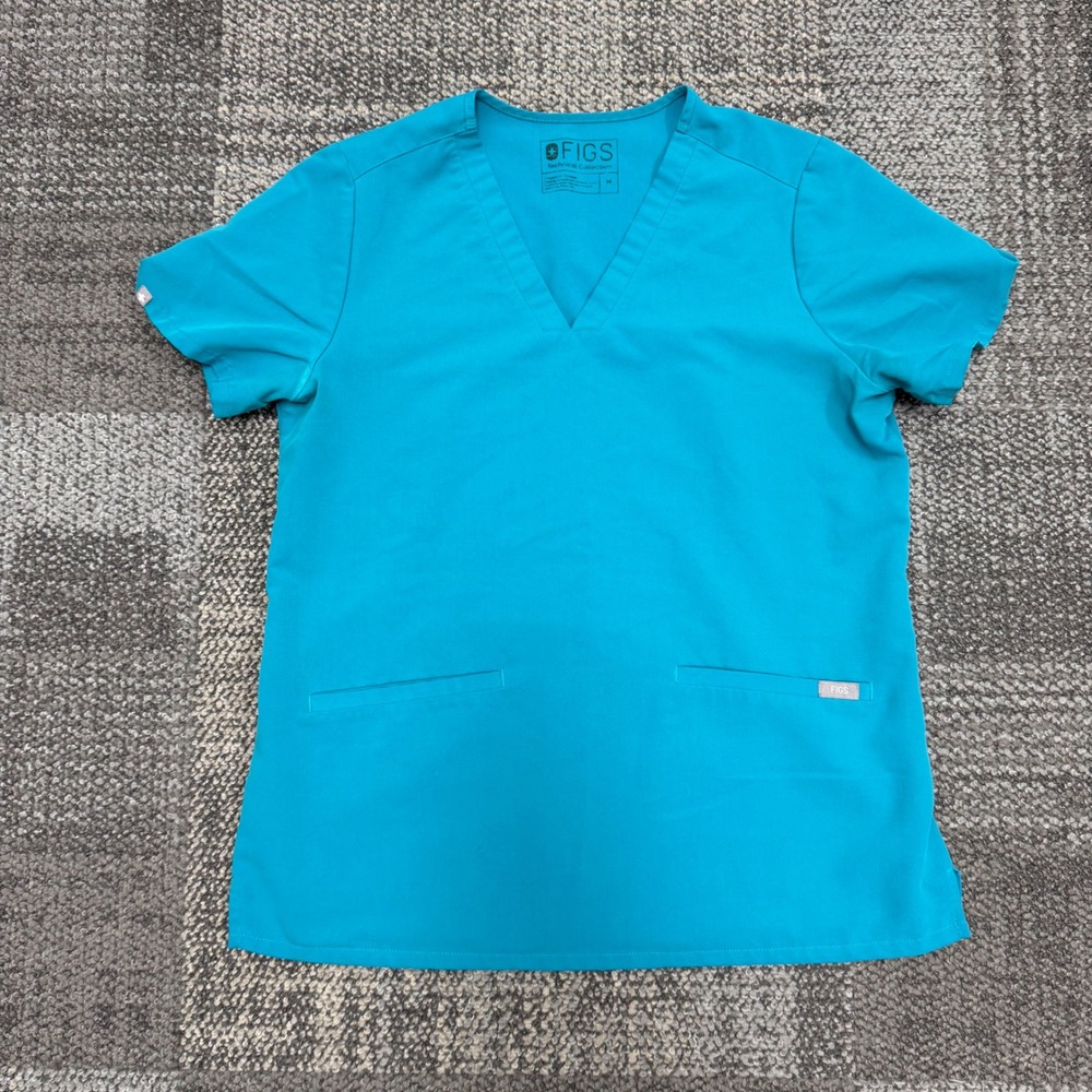 FIGS Casma Scrub Top Womens Med Teal Blue Medical dental nursing